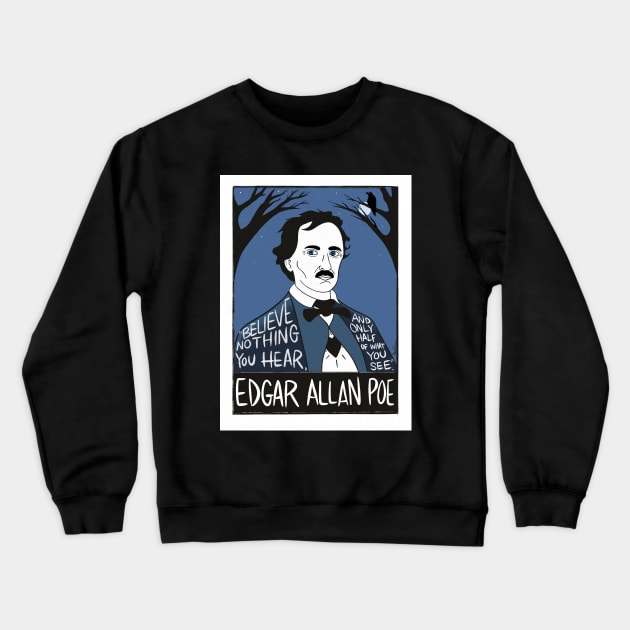 Edgar Allan Poe Folk Art Crewneck Sweatshirt by krusefolkart